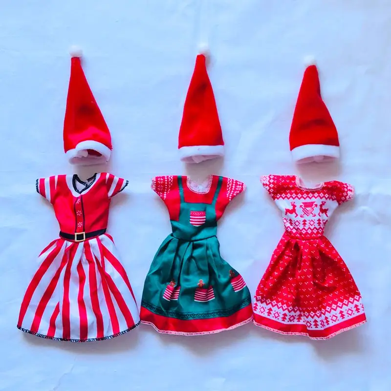 

Hot Sale Fashion Christmas Doll Dress 6 Items/ Lot Kids Toys Miniature Accessories Free Shipping Clothes For Barbie DIY Present