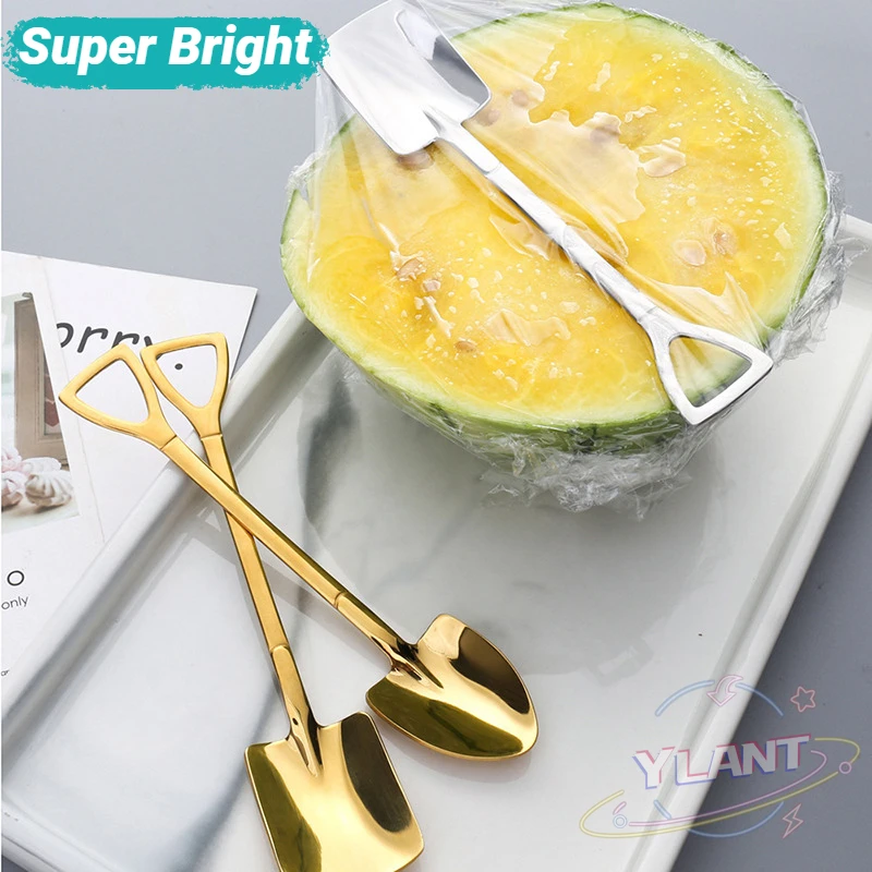 

YLANT 4/8PCS Shovel Spoons Stainless Steel TeaSpoons Creative Coffee Spoon For Ice cream Dessert Scoop Tableware Cutlery set