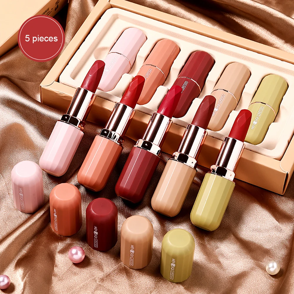 

5/6pcs Lipstick Set Mini Matte Lip Gloss Gift Box Moisturizing Waterproof Long-lasting Korean Cosmetics Makeup for Women