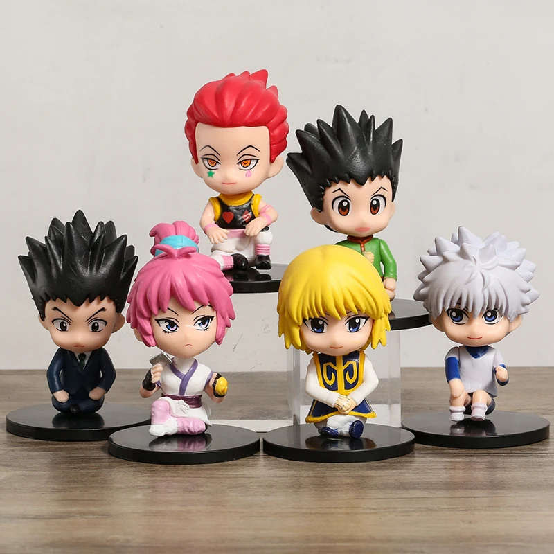 

6 шт./компл. Hunter x Huner Gon Freecss Killua Zoldyck Kurapika Leorio Hisoka Machi Kulolo Коллекционная фигурка из ПВХ