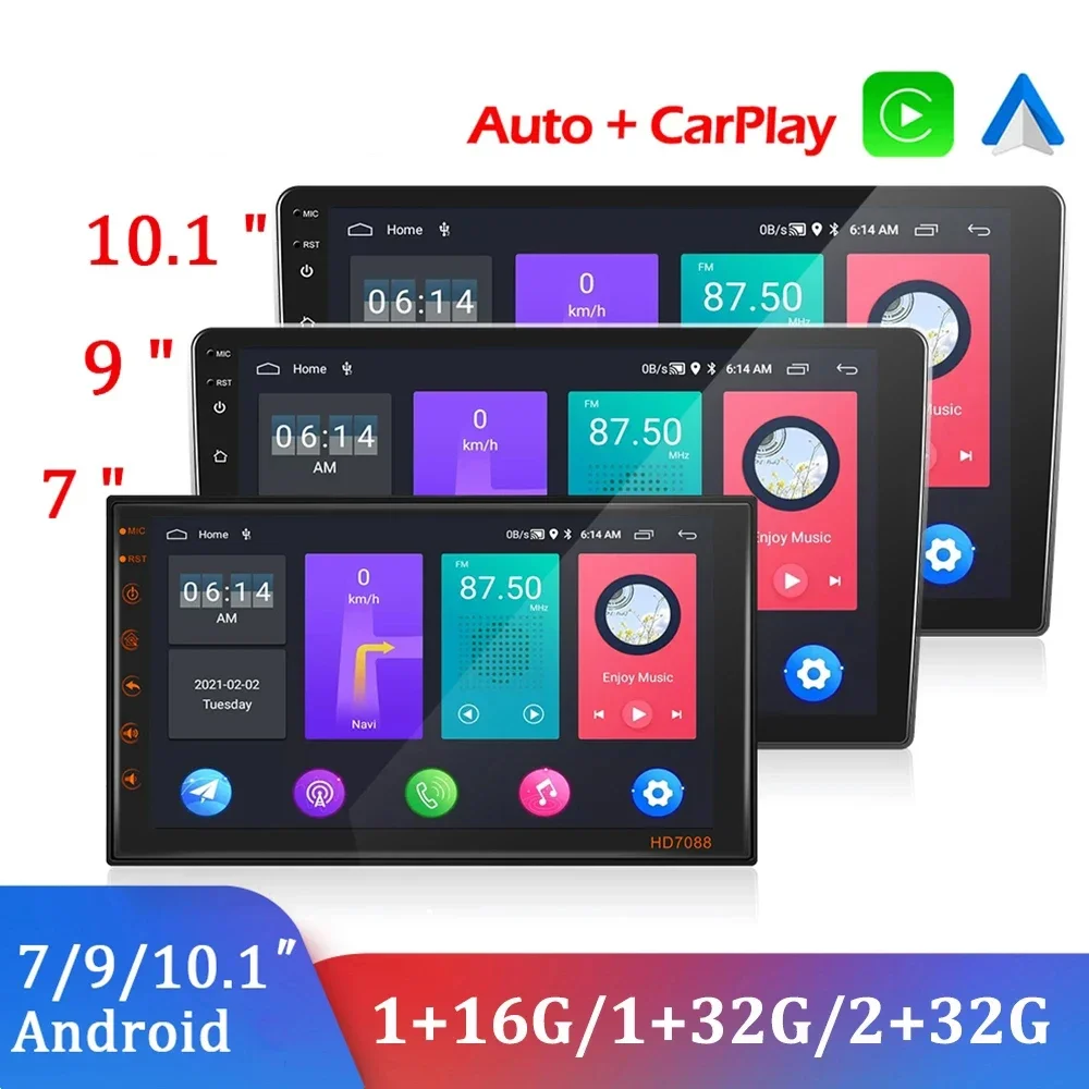 Автомагнитола 2 Din Android 14 0 7/9/10 дюймов универсальная стереосистема Wi-Fi GPS