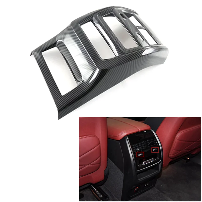 

Car Carbon Fiber Rear Air Condition Vent Outlet Frame Anti-Kick Panel Cover Trim For-BMW X5 G05 2022 30LI