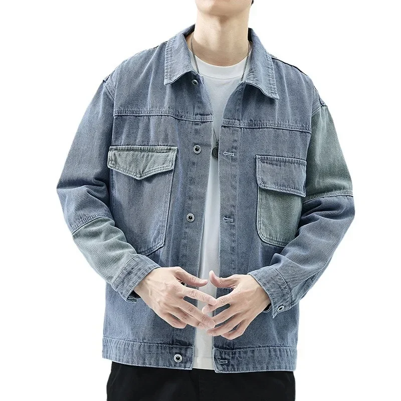 Осенняя новая модная брендовая мужская джинсовая куртка свободного покроя в