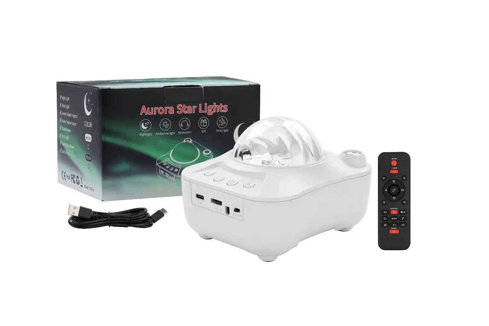 

Star Projection Lamp USB water Pattern Light Atmosphere Bluetooth Night Light White Noise Northern lights Starry Sky Light