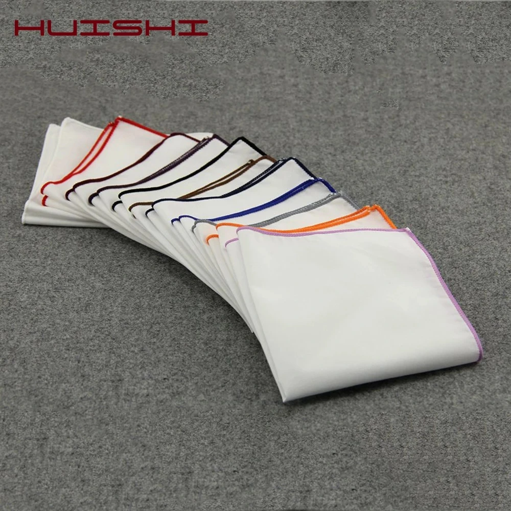 2022Fashion Mens White Pocket Kerchief Colorful Rim Handkerchief For Men Women Party Wedding Business Accessories Pocket Hankies