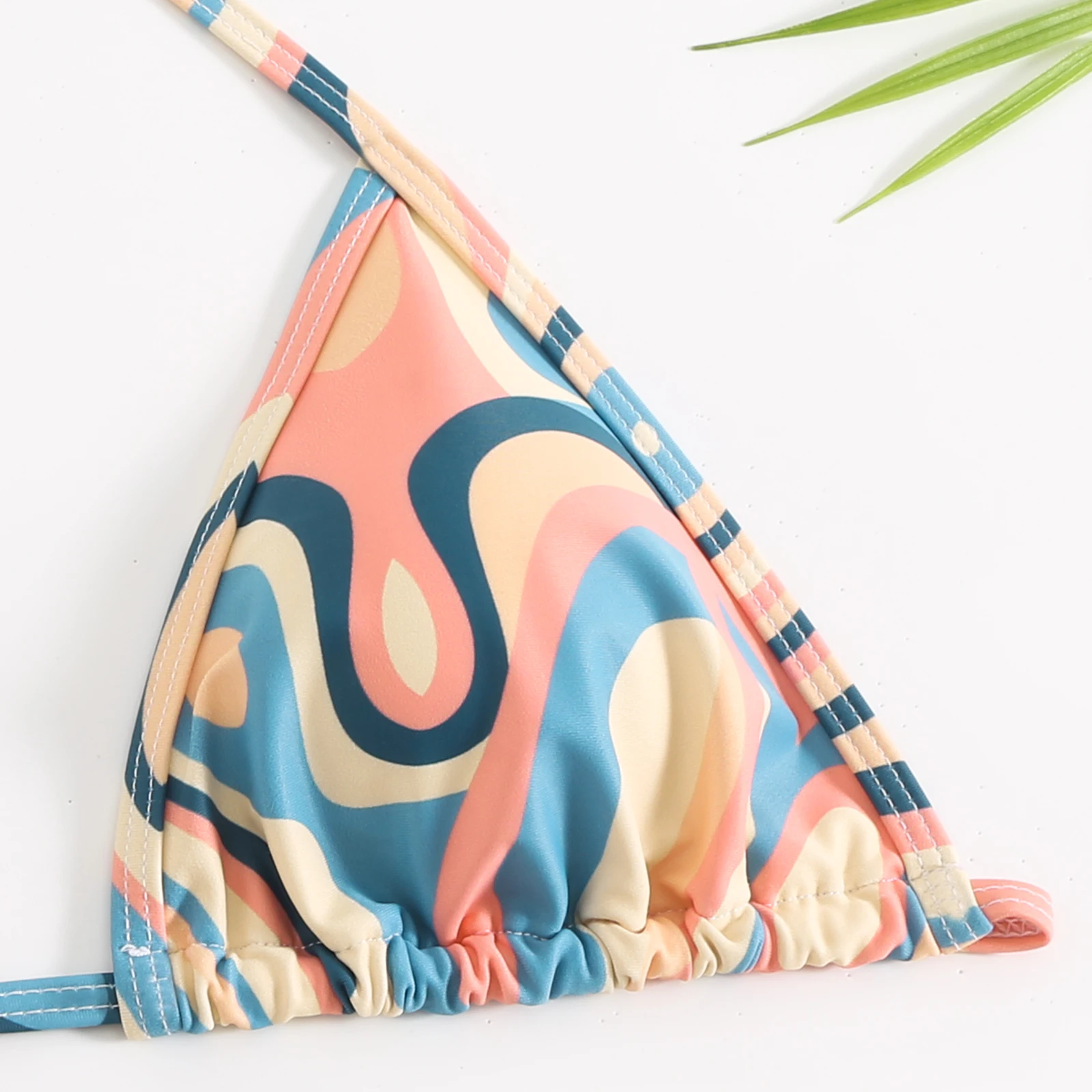 Женский раздельный купальник с принтом Раздельный купальный костюм лямкой на