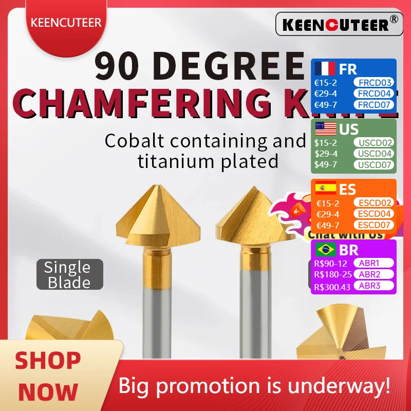 

KEENCUTEER Зенкер для снятия фаски 90 градусов M35 HSS с кобальтовым сверлом 1/5 шт.