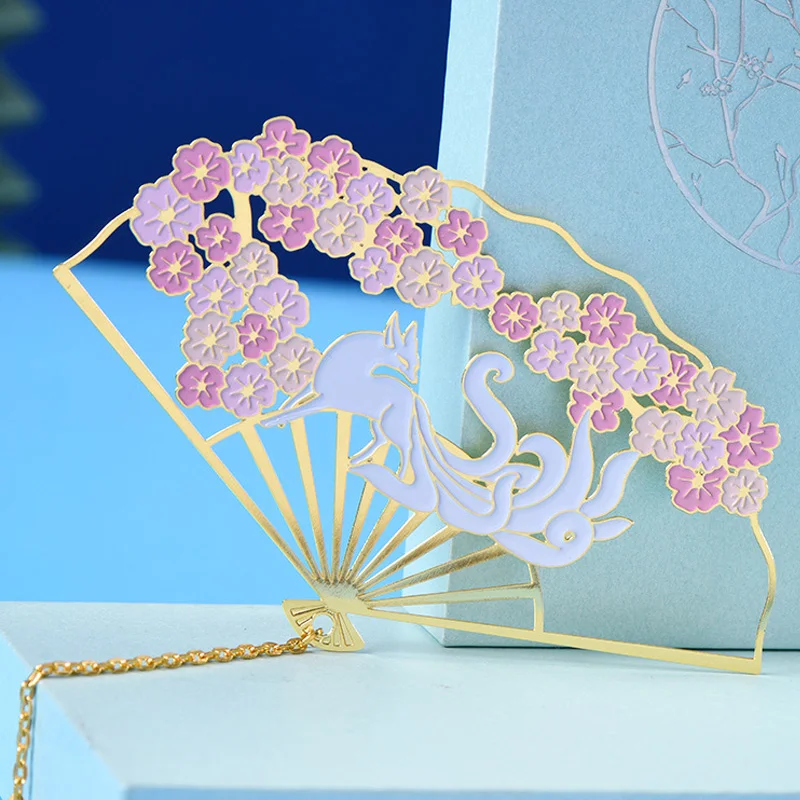 

Chinese Style Fox Crane Metal Bookmarks Creative Hollow Tassel Pendant Book Mark Student Reading Cute Stationery School Supplies