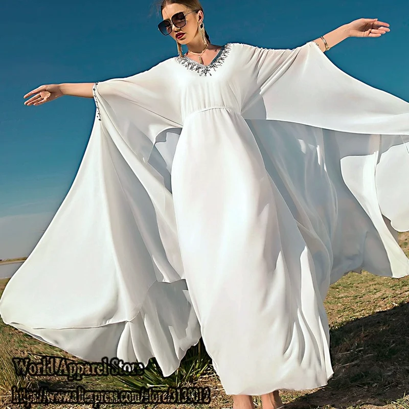 

Ramadan White Kaftan Dubai Abaya Turkey Islam Muslim Long Dress Abayas For Women Robe Femme Musulmane Caftan Marocain De Soiree