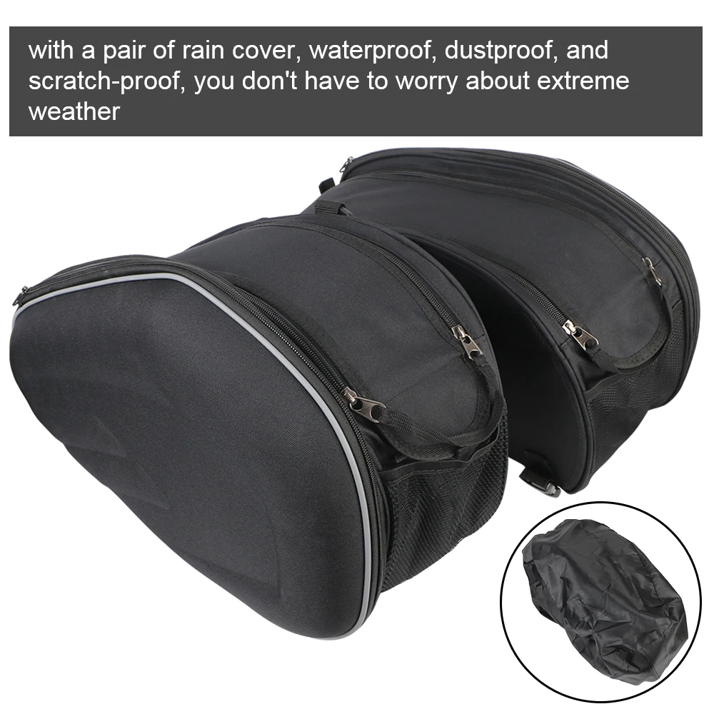 

Side Storage Pouch Box Moto Helmet Travel Bags Motorcycle Pannier Bags 36L-58L 1Pair Luggage Saddle Bags Universal