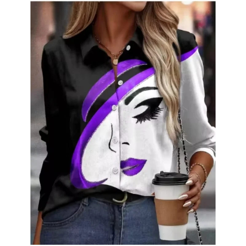 Новая женская рубашка в стиле ретро с рисунком аниме кота осенний воротник топ