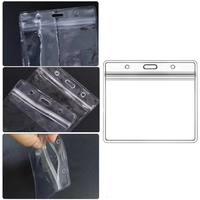 Transparent Badge Holder Easy To Pull Retractable Buckles Student Nurse Exhibition ID Name Card PVC Waterproof Sleeve