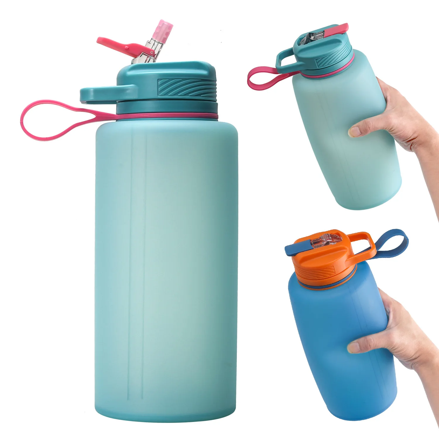 

2.2L silicone folding with straw kettle outdoor sports portable water cup Travel large capacity silicone water bottle