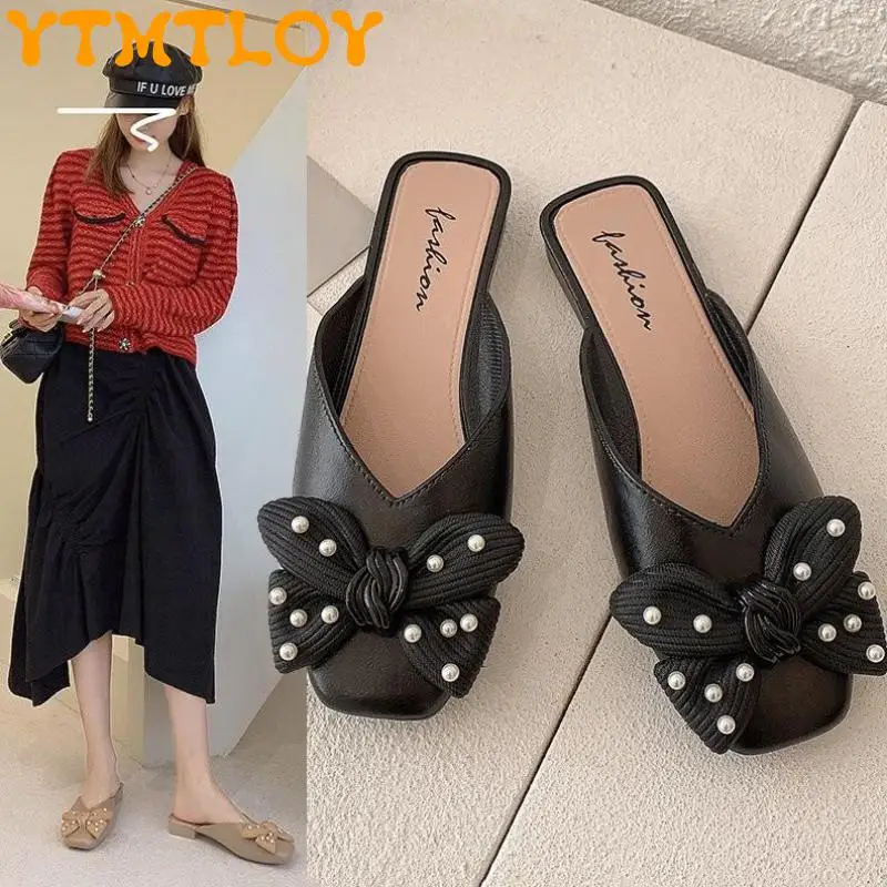 

Women's Muller Shoes Slippers Summer Wear Net Red Baotou Half Slippers Sandals And Slippers Small Fragrant Wind Lazy Shoes 2021