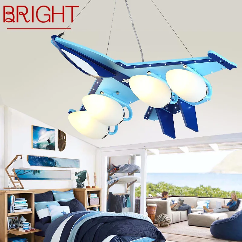 

BRIGHT Children's Airplane Pendant Lamp Modern Vintage LED Creative Fashion Cartoon Light For Decor Kids Bedroom Kindergarten