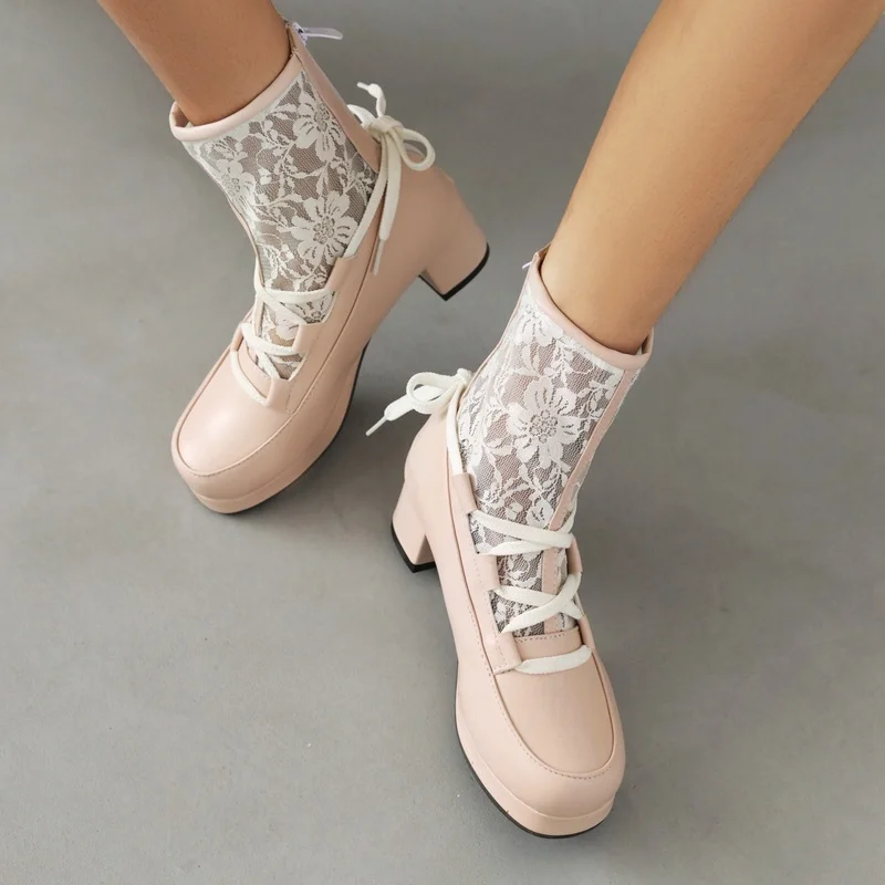 Big Size Spring Autumn Women Lolita Shoes Sweet Bowtie High Heel Shoes Candy Color Pear Cosplay Party Pumps Girls Princess Shoes