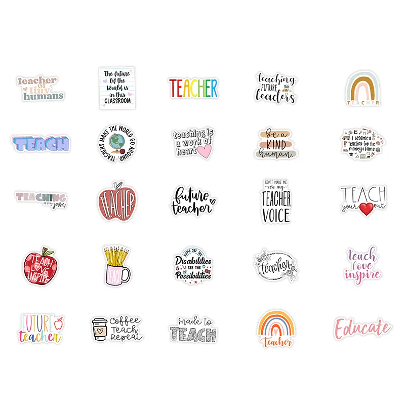 50 наклеек на День учителя водостойкие наклейки для скейтборда мотоцикла гитары