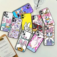 disney cute daisy girl phone case for apple iphone 14 13 12 11 pro max mini xs max x xr 7 8 plus 5s silicone black shell