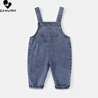 new baby fashion denim overalls infant boys kids cute pocket suspender trousers girls children casual loose rompers long pants