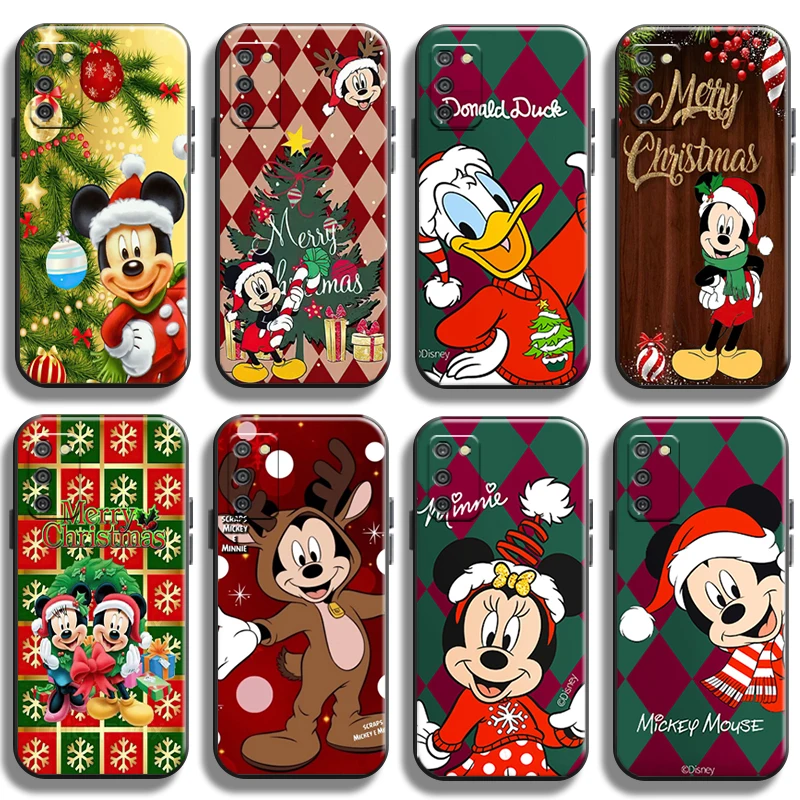 

Disney Mickey Merry Christmas For Samsung Galaxy A03 A03S Phone Case Back Liquid Silicon Coque Black Shockproof Cover Shell