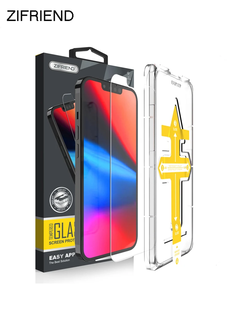 

ZIFRIEND For iphone13 tempered glass screen protector with installation tray for iPhone 12 Pro max screen protector with frame