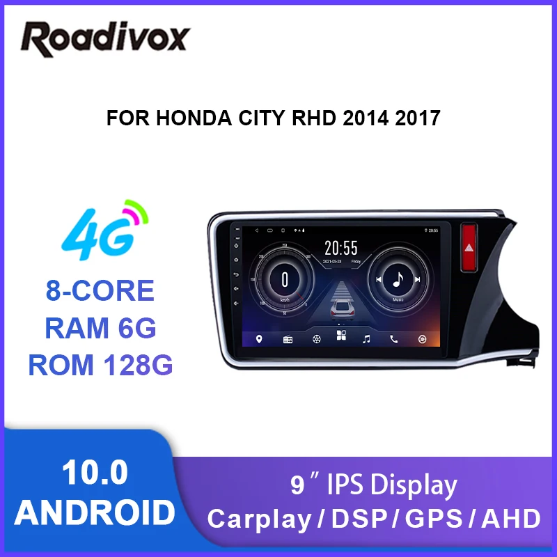 

9" android 10.0 car radio video gps navigation player for honda city RHD 2014 2017 multimedia autoradio stereo head unit