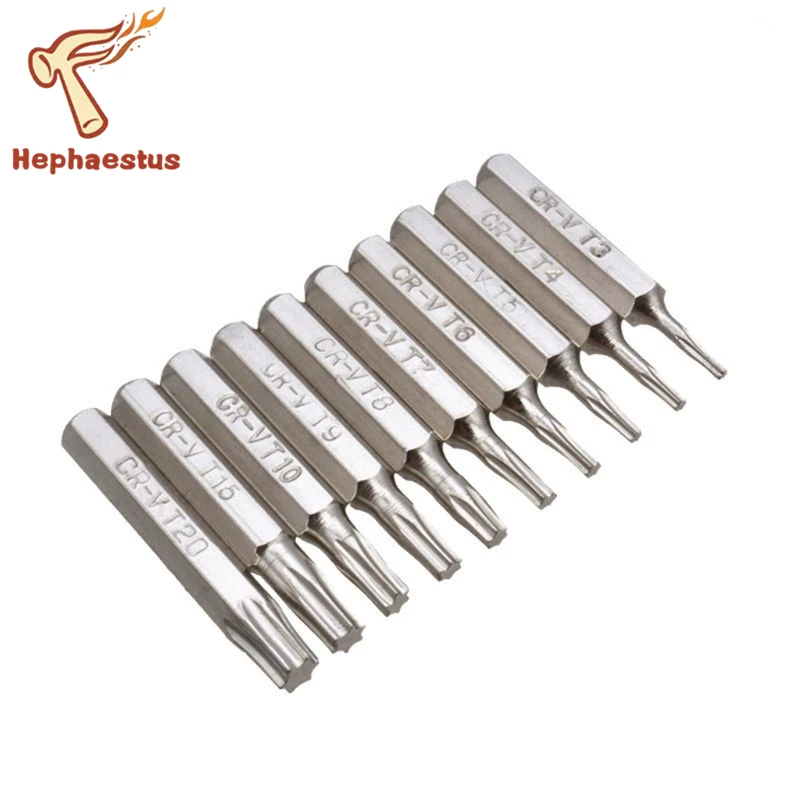 

10PCS CR-V Torx Screwdriver Bits Set T3 T4 T5 T6 T7 T8 T9 T10 T15 T20 Mobile Repair Bit Plum Blossoms Repairing Head