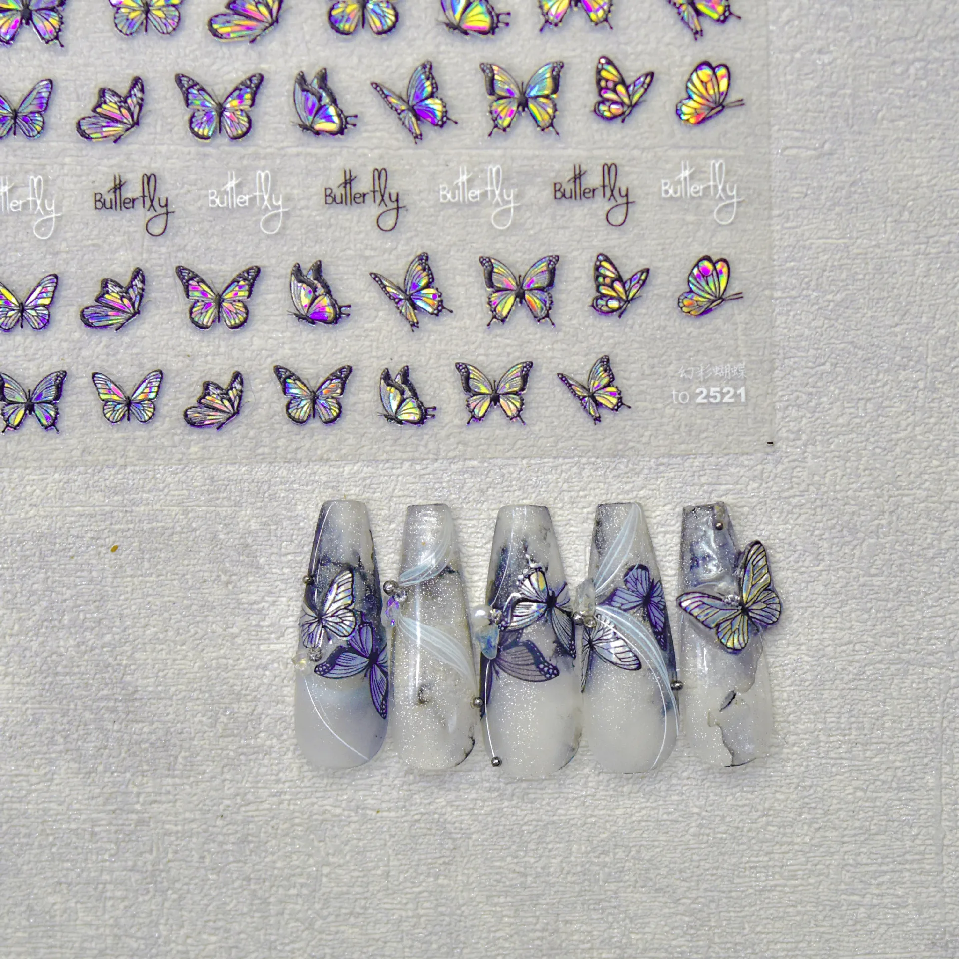 

10.3 * 8cm new craft sticker 3D nail art sticker ultra-thin butterfly 5D nail art decoration sticker