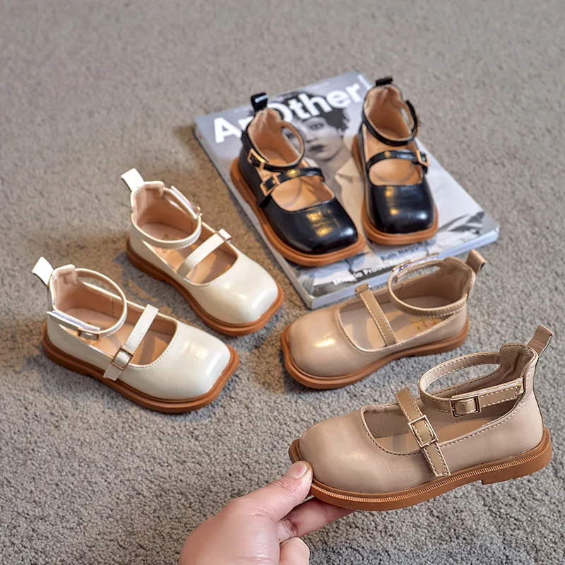 

Kids Dress Shoes Fashion Princess Soft Chic High Quality Elegant 21-30 Children Casual Leather Shoes Girls Princess Roman Style