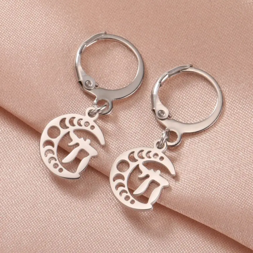 LIKGREAT Висячие серьги из нержавеющей стали с тремя лунами