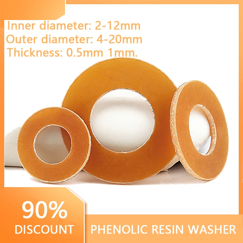 

50Pcs M2-M10 Round Plastic High-temperature Bakelite Gasket Plastic Phenolic Resin Insulating Washers 20/10 Pcs/lot