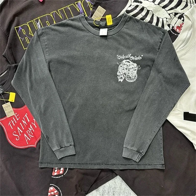 Свитшоты 24SS Saint Michael женские и мужские черные уличный пуловер оверсайз из чистого