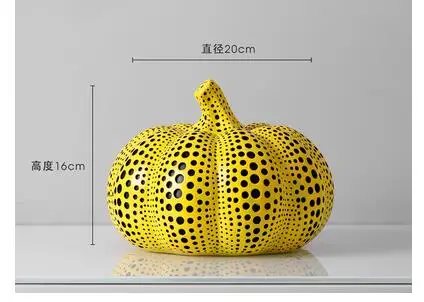 

NEW Nordic yellow gold dot Art Pumpkin Ornament animal Simulated resin ornament Wave point Art - high pumpkin