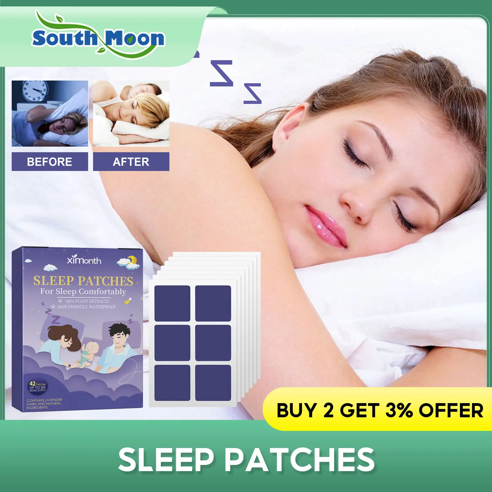 

Insomnia Treatment Patches Fast Sleep Relieve Anxiety Relaxing Body Stress Relief Nighttime Dreaminess Improve Sleeping Sticker