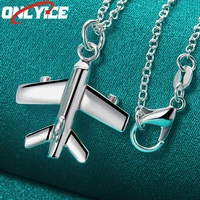 925 sterling silver airplane model pendant necklace 16 30 inch snake chain ladies party engagement wedding fashion jewelry