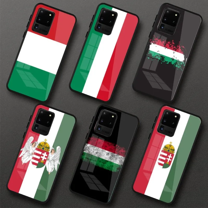 

Венгерский флаг для Samsung S23 S22 S21 Pro Ultra A13 A33 A53 NOTE 20 PC стеклянный чехол Funda Shell