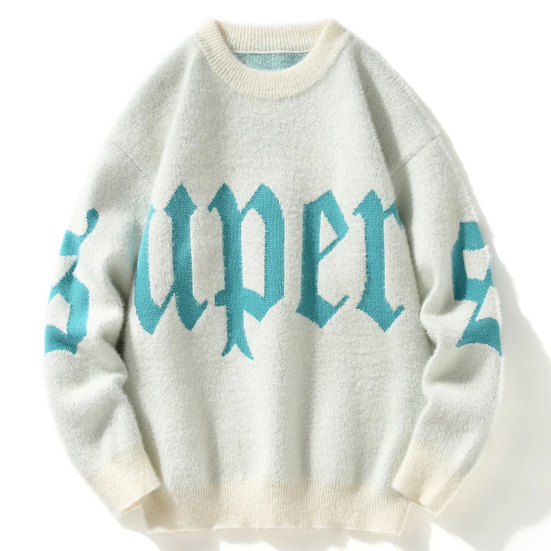 Hip Hop Sweater Y2K Vintage Knitted Punk Streetwear Jumpers Sweater Women Women Harajuku Fashion Pullovers O Neck Sweater Pulls
