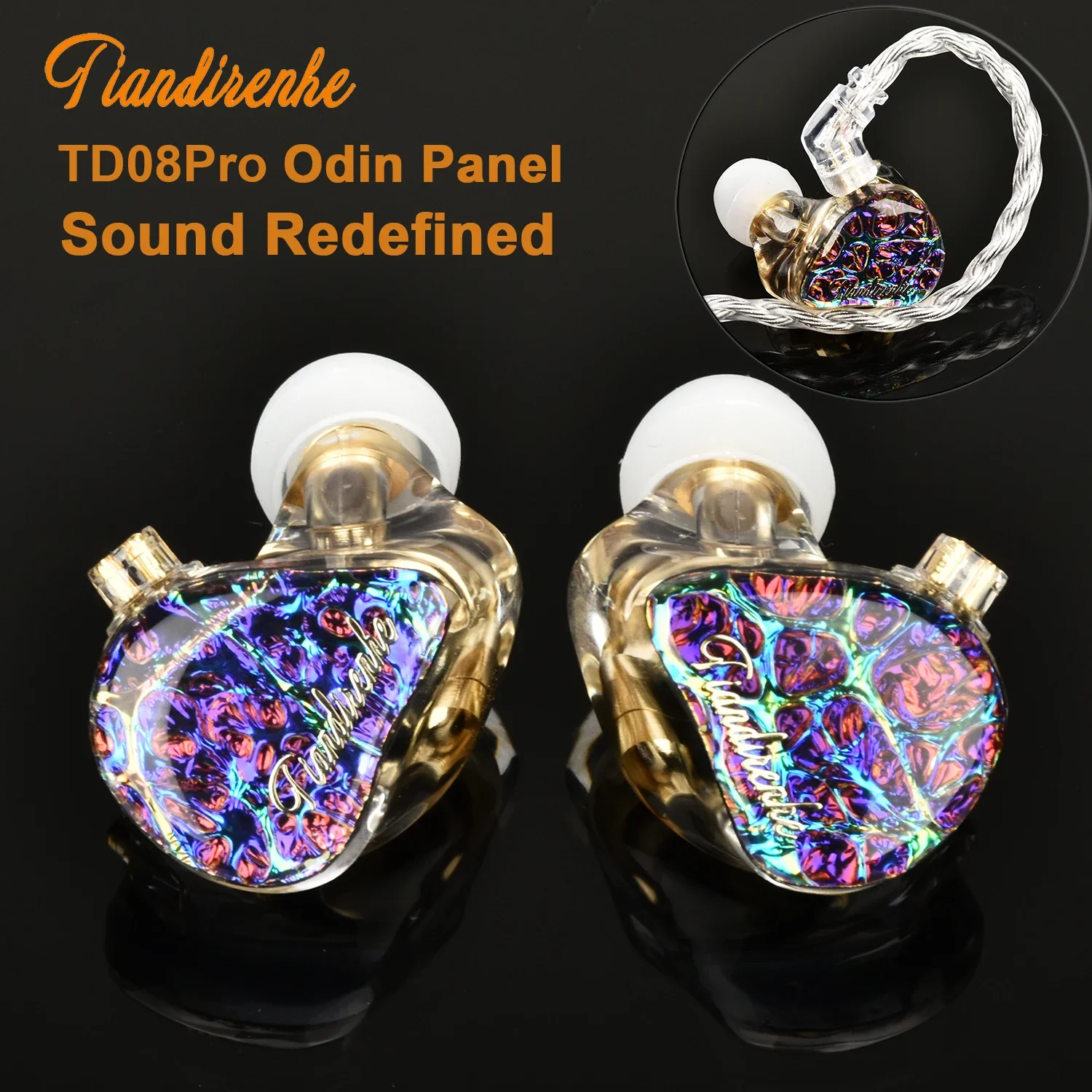 Фото Tiandirenhe TD08pro Панель Odin басовые HIFI наушники порт настройки динамические драйверы IEM наушники DJ гарнитура сценический qdc графеновый кабель №1