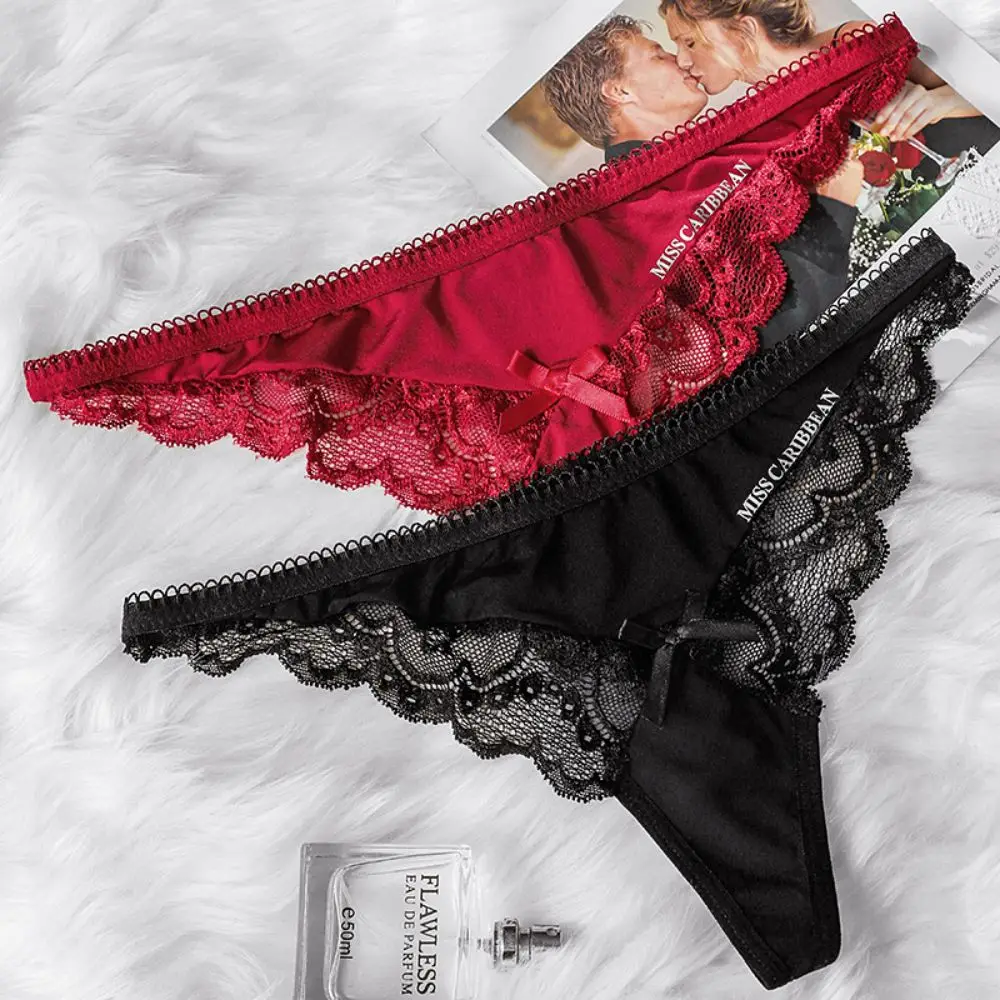 

New Women'S Sexy And Funny Lace Lace Lace Letter Printing Low Waist Ice Silk Women'S Underwear Triangles And G-Shaped Pants