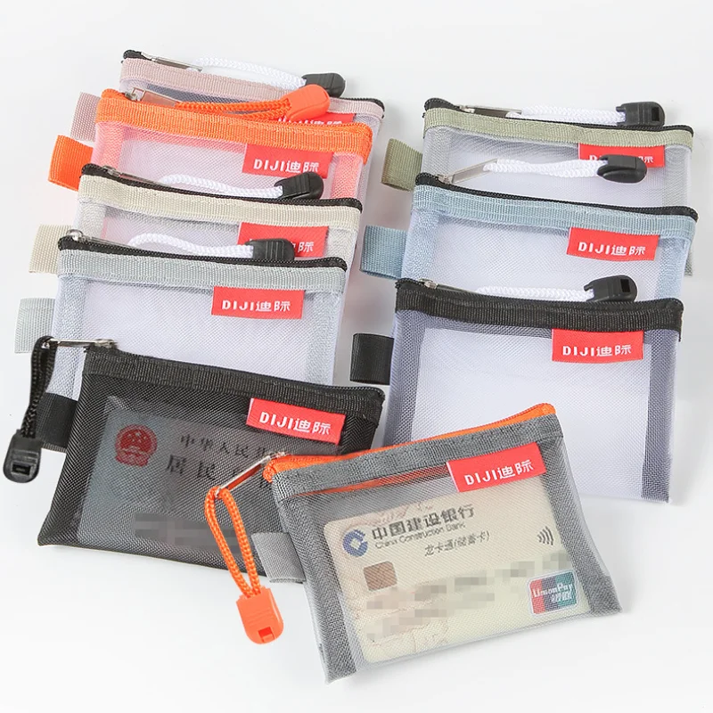 

Mini Transparent Nylon Mesh Card Bag Credit ID Card Organizer Portable Coin Purse Lipstick Earphone Data Line Key Storage Bag