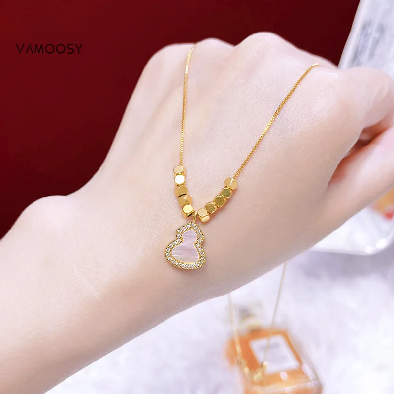 Dainty Gold Color Necklaces for Women Trendy Butterfly Heart Shell Zircon Pendant Choker Female 45cm Chains Collar Her Gifts