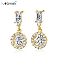luoteemi classic round drop earrings for women aaa cubic zirconia stone women dangle drop earring brand fashion jewelry