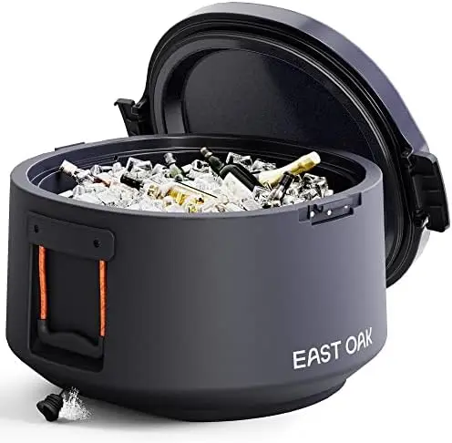 

QT Cooler, Portable 44 Cans Ice Chest Box with Removable Lid Leak-Proof Large Outdoor Hard Cooler with Drain and Handle, High-Ca
