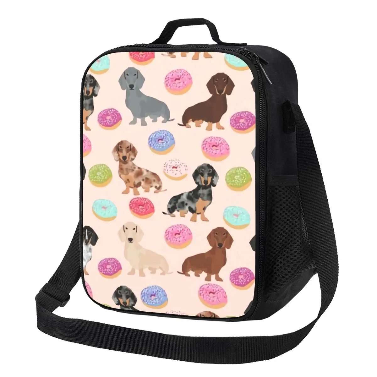 

Dachshund Badger Dog Florals Insulated Lunch Bags Sausage Animal Portable Cooler Thermal Food Bento Box Work School Travel