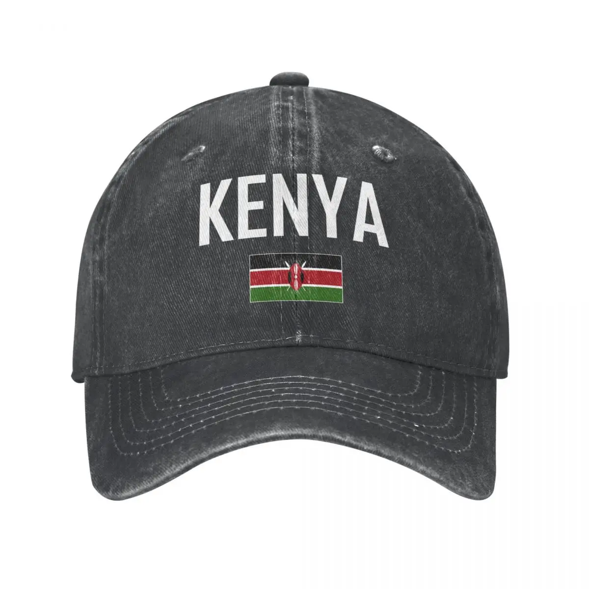 Фото Мужская бейсболка KENYA с флагом и шрифтом, темно-серая джинсовая классическая винтажная хлопковая шляпа дальнобойщика для папы, унисекс для взрослых №1