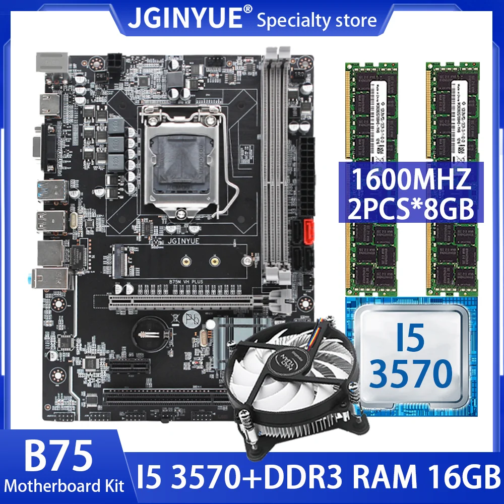 Комплект материнской платы JGINYUE B75 LGA 1155 с процессором Intel I5 3570 DDR3 2 шт. * 8 ГБ 1600 МГц