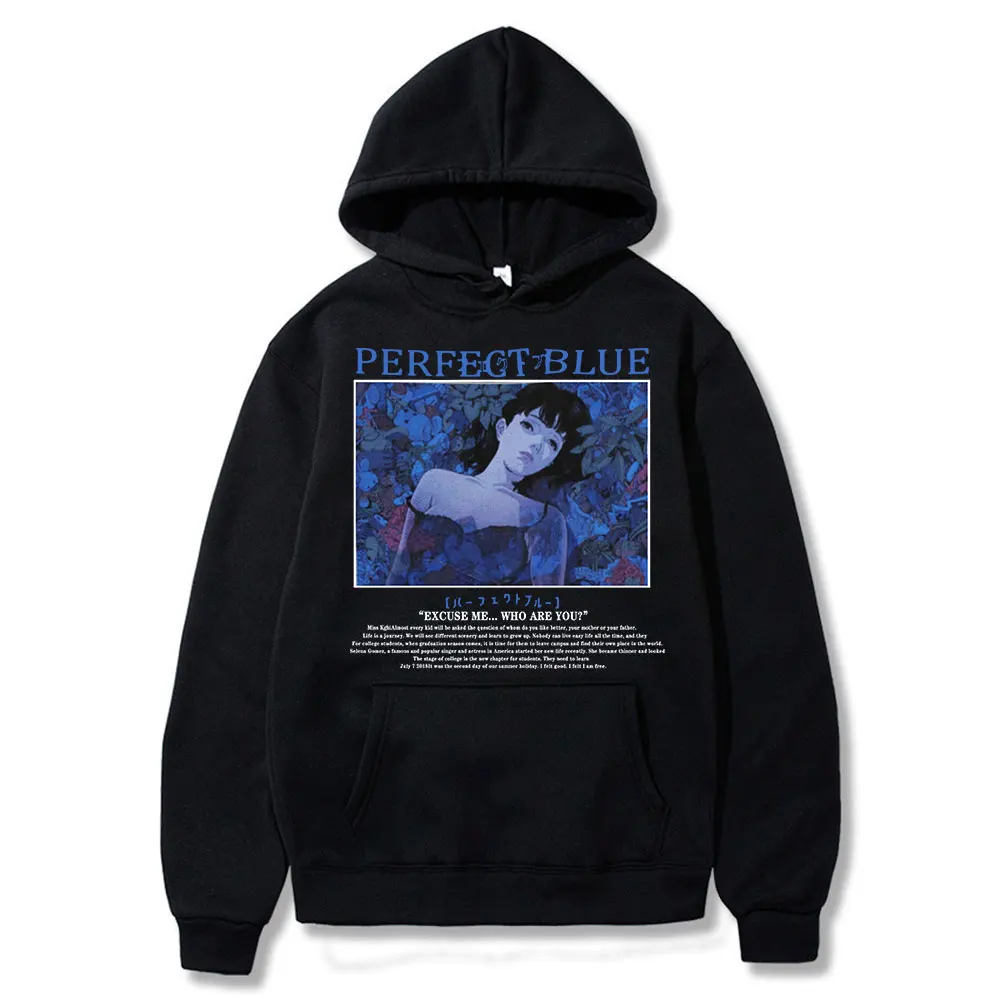 

Perfect Blue Graphic Japanese Anime Girl Hoodie Black Men's Women's Long Sleeve Sweatshirt Cotton Gothic Clothes Unisex Hoodies