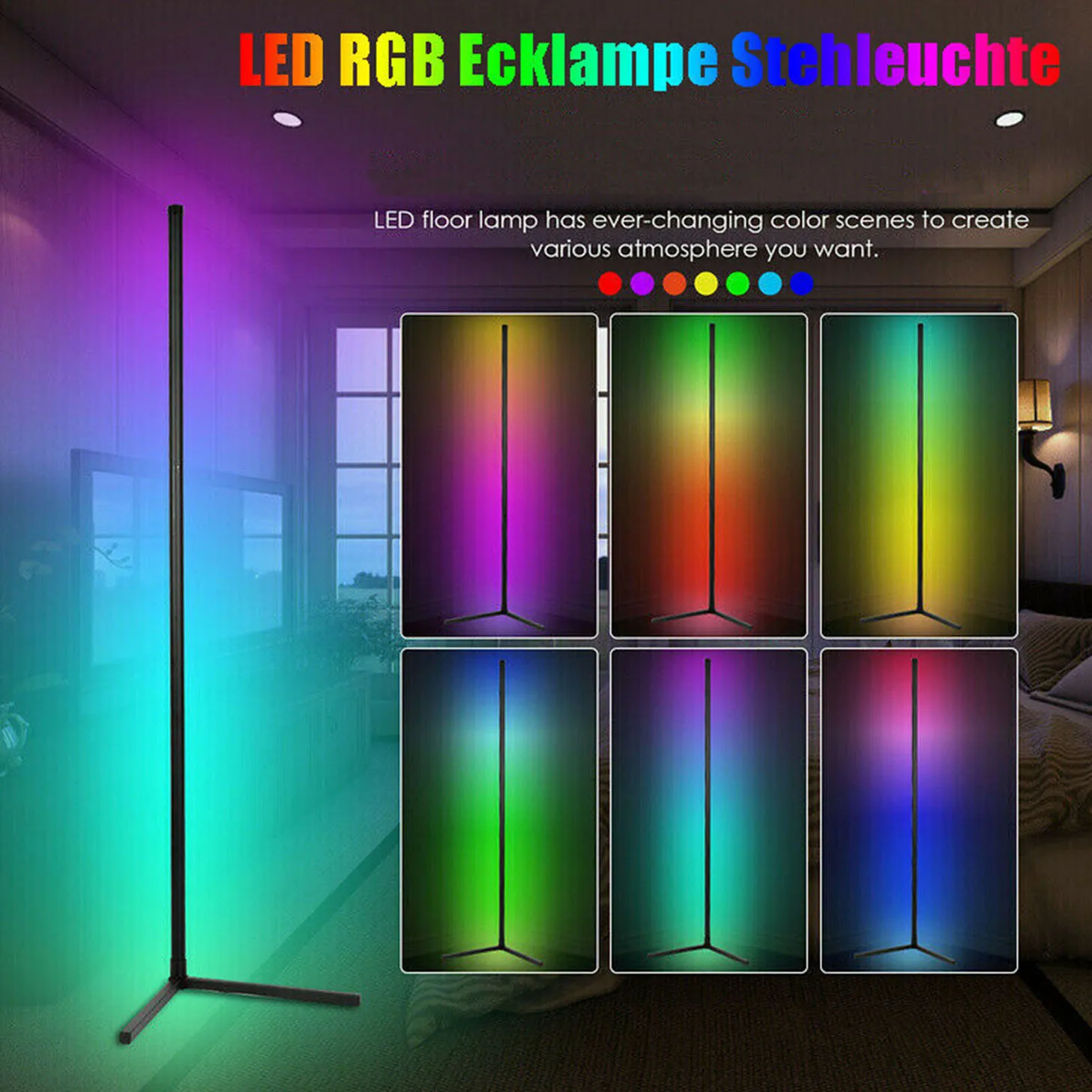 торшер напольный Угловой светодиодный RGB светильник с питанием от USB
