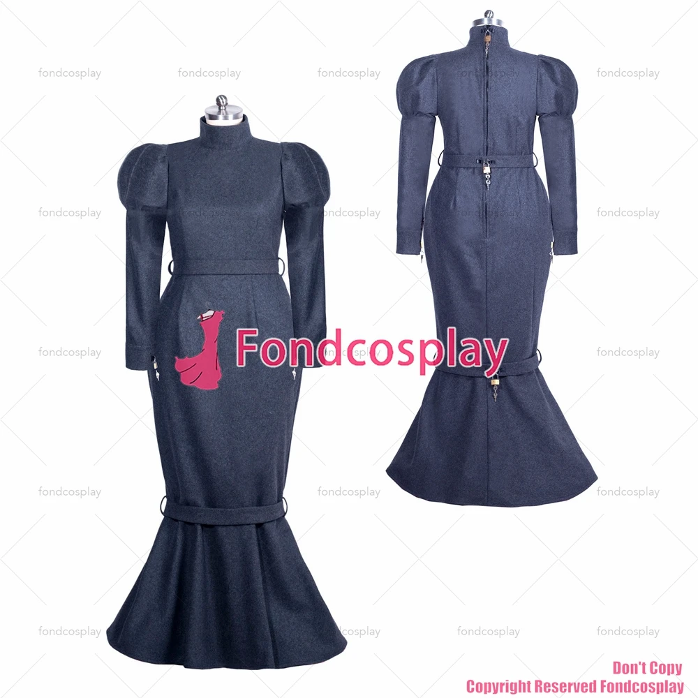 

tailor-made sexy adult dressing cross maid sissy long french black wool lockable dress uniform costume tv/cd[g3934]