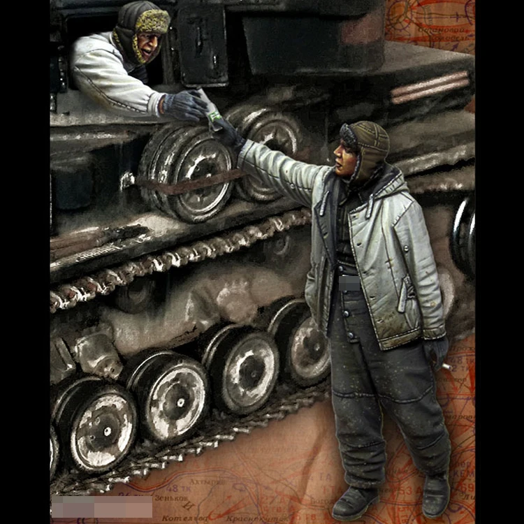 

Модель солдата из смолы 1/35, Военный танк Второй мировой войны, солдат, зимний костюм 845